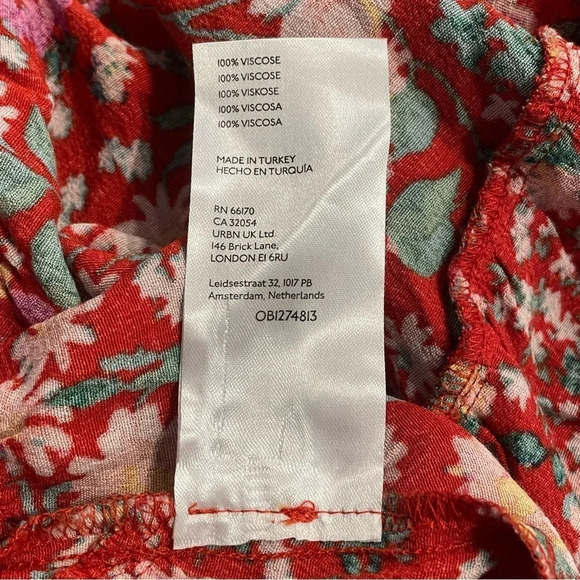 ANTHROPOLOGIE Red Robin Floral Ruffles Spliced Neck Tiered Mini Dress Size XXS - Picture 10 of 12